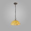 Camillie 3 Light Downlighter Pendant E27 With 50cm Tiffany Shade, Beige/Clear Crystal/Aged Antique Brass additional 1