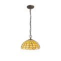 Camillie 3 Light Downlighter Pendant E27 With 50cm Tiffany Shade, Beige/Clear Crystal/Aged Antique Brass additional 2