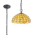 Camillie 3 Light Downlighter Pendant E27 With 50cm Tiffany Shade, Beige/Clear Crystal/Aged Antique Brass additional 3