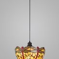 Haze 1 Light Uplighter Pendant E27 With 30cm Tiffany Shade, Blue/Orange/Crystal/Black additional 1