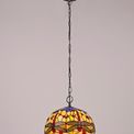 Haze 1 Light Downlighter Pendant E27 With 30cm Tiffany Shade, Blue/Orange/Crystal/Aged Antique Brass additional 2