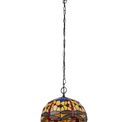 Haze 1 Light Downlighter Pendant E27 With 30cm Tiffany Shade, Blue/Orange/Crystal/Aged Antique Brass additional 3