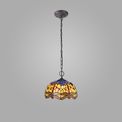 Haze 2 Light Downlighter Pendant E27 With 30cm Tiffany Shade, Blue/Orange/Crystal/Aged Antique Brass additional 1