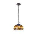 Haze 2 Light Downlighter Pendant E27 With 30cm Tiffany Shade, Blue/Orange/Crystal/Aged Antique Brass additional 2