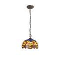Haze 3 Light Downlighter Pendant E27 With 30cm Tiffany Shade, Blue/Orange/Crystal/Aged Antique Brass additional 2