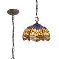 Haze 3 Light Downlighter Pendant E27 With 30cm Tiffany Shade, Blue/Orange/Crystal/Aged Antique Brass additional 3
