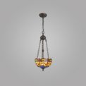 Haze 2 Light Uplighter Pendant E27 With 30cm Tiffany Shade (Blue/Orange/Crystal/Aged Antique Brass) additional 1