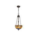 Haze 2 Light Uplighter Pendant E27 With 30cm Tiffany Shade (Blue/Orange/Crystal/Aged Antique Brass) additional 2
