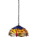 Haze 1 Light Downlighter Pendant E27 With 40cm Tiffany Shade, Blue/Orange/Crystal/Aged Antique Brass additional 2