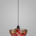 Haze 1 Light Uplighter Pendant E27 With 30cm Tiffany Shade, Purple/Pink/Crystal/Black additional 1