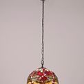 Haze 1 Light Downlighter Pendant E27 With 30cm Tiffany Shade, Purple/Pink/Crystal/Aged Antique Brass additional 1