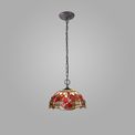 Haze 2 Light Downlighter Pendant E27 With 30cm Tiffany Shade, Purple/Pink/Crystal/Aged Antique Brass additional 1