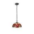 Haze 2 Light Downlighter Pendant E27 With 30cm Tiffany Shade, Purple/Pink/Crystal/Aged Antique Brass additional 2