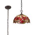 Haze 2 Light Downlighter Pendant E27 With 30cm Tiffany Shade, Purple/Pink/Crystal/Aged Antique Brass additional 3