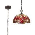 Haze 3 Light Downlighter Pendant E27 With 30cm Tiffany Shade, Purple/Pink/Crystal/Aged Antique Brass additional 3