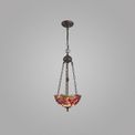 Haze 2 Light Uplighter Pendant E27 With 30cm Tiffany Shade, Purple/Pink/Crystal/Aged Antique Brass additional 1