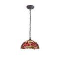 Haze 1 Light Downlighter Pendant E27 With 40cm Tiffany Shade, Purple/Pink/Crystal/Aged Antique Brass additional 2