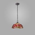 Haze 2 Light Downlighter Pendant E27 With 40cm Tiffany Shade, Purple/Pink/Crystal/Aged Antique Brass additional 1