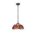 Haze 2 Light Downlighter Pendant E27 With 40cm Tiffany Shade, Purple/Pink/Crystal/Aged Antique Brass additional 2