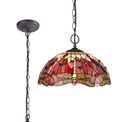Haze 2 Light Downlighter Pendant E27 With 40cm Tiffany Shade, Purple/Pink/Crystal/Aged Antique Brass additional 3