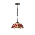 Haze 3 Light Downlighter Pendant E27 With 40cm Tiffany Shade, Purple/Pink/Crystal/Aged Antique Brass additional 2