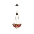 Haze 3 Light Uplighter Pendant E27 With 40cm Tiffany Shade, Purple/Pink/Crystal/Aged Antique Brass additional 2