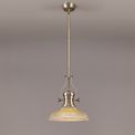 Lucinda 1 Light Pendant E27 With 30cm Round Glass Shade, Antique Brass/Amber additional 1