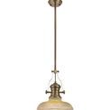 Lucinda 1 Light Pendant E27 With 30cm Round Glass Shade, Antique Brass/Amber additional 5