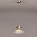 Lucinda 1 Light Pendant E27 With 30cm Round Glass Shade, Antique Brass/Clear additional 1