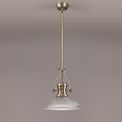 Lucinda 1 Light Pendant E27 With 30cm Round Glass Shade, Antique Brass/Clear additional 2