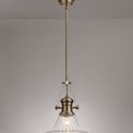 Lucinda 1 Light Pendant E27 With 30cm Bell Glass Shade, Antique Brass/Clear additional 1