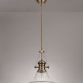 Lucinda 1 Light Pendant E27 With 30cm Bell Glass Shade, Antique Brass/Clear additional 2