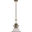 Lucinda 1 Light Pendant E27 With 30cm Bell Glass Shade, Antique Brass/Clear additional 4