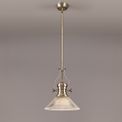 Lucinda 1 Light Pendant E27 With 30cm Cone Glass Shade, Antique Brass/Clear additional 1