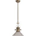 Lucinda 1 Light Pendant E27 With 30cm Cone Glass Shade, Antique Brass/Clear additional 6