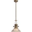 Lucinda 1 Light Pendant E27 With 30cm Cone Glass Shade, Antique Brass/Clear additional 5