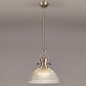Lucinda 1 Light Pendant E27 With 38cm Dome Glass Shade, Antique Brass/Clear additional 1
