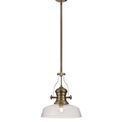 Lucinda 1 Light Pendant E27 With 30cm Flat Round Glass Shade, Antique Brass/Clear additional 3