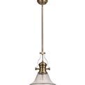 Lucinda 1 Light Pendant E27 With 30cm Smooth Bell Glass Shade, Antique Brass/Clear additional 4
