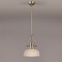 Lucinda 1 Light Pendant E27 With 26.5cm Prismatic Glass Shade, Antique Brass/Clear additional 1