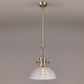 Lucinda 1 Light Pendant E27 With 33.5cm Prismatic Glass Shade, Antique Brass/Clear additional 1