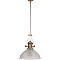 Lucinda 1 Light Pendant E27 With 33.5cm Prismatic Glass Shade, Antique Brass/Clear additional 6