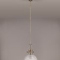 Lucinda 1 Light Pendant E27 With 33.5cm Prismatic Glass Shade, Antique Brass/Clear additional 4