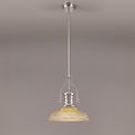 Lucinda 1 Light Pendant E27 With 30cm Round Glass Shade, Polished Nickel/Amber additional 1