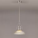 Lucinda 1 Light Pendant E27 With 30cm Round Glass Shade, Polished Nickel/Clear additional 1
