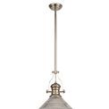 Lucinda 1 Light Pendant E27 With 30cm Cone Glass Shade, Polished Nickel/Clear additional 4