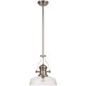Lucinda 1 Light Pendant E27 With 30cm Flat Round Glass Shade, Polished Nickel/Clear additional 4