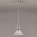 Lucinda 1 Light Pendant E27 With 30cm Smooth Bell Glass Shade, Polished Nickel/Clear additional 2
