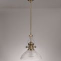 Lucinda 1 Light Pendant E27 With 33.5cm Prismatic Glass Shade, Polished Nickel/Clear additional 2