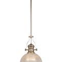 Lucinda 1 Light Pendant E27 With 30cm Prismatic Glass Shade, Polished Nickel/Clear additional 6